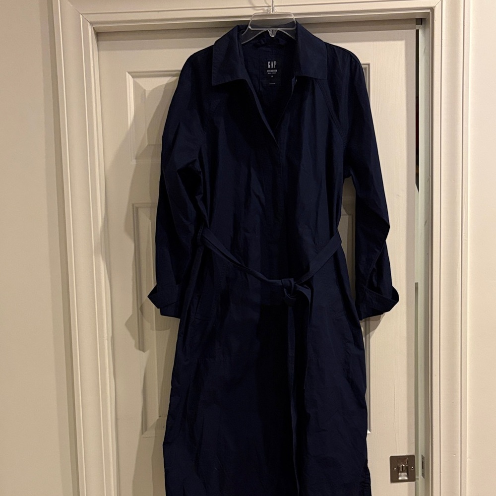 GAP Oversized Mac Coat.Women's Dark Blue Trench Coat